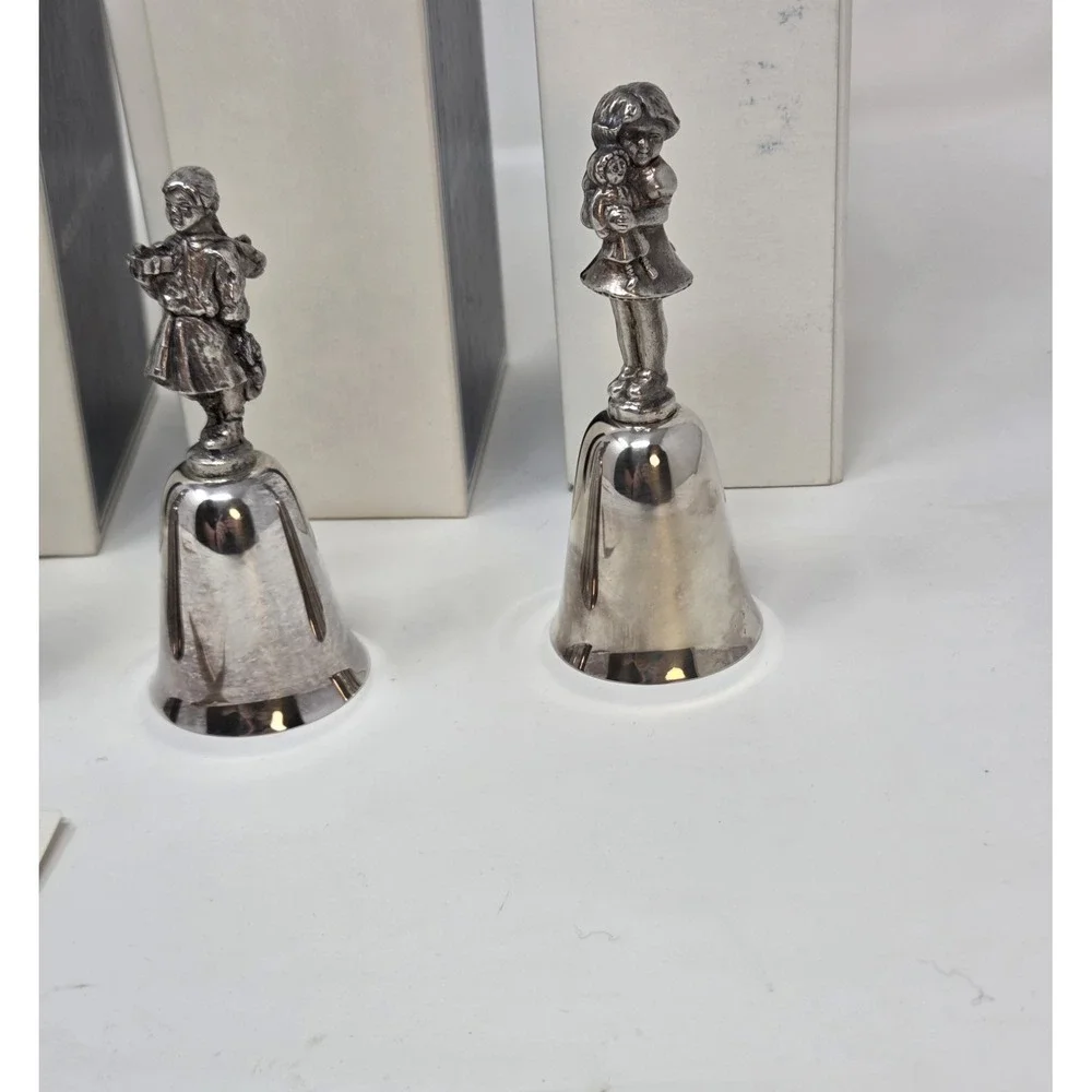 Reed‎ & Barton Silverplate Figural Bells Lot of 6 Mother's Day Easter w/ Boxes